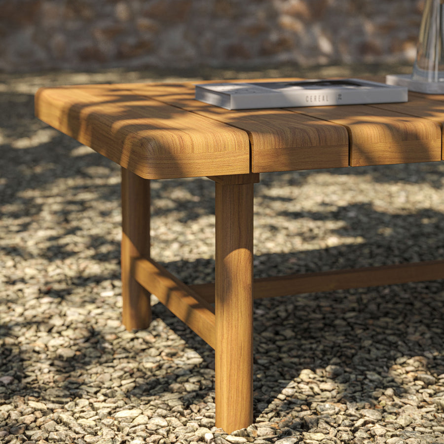 Lyric 41-Inch Outdoor Patio Teak Wood Coffee Table in Natural