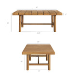 Lyric 41-Inch Outdoor Patio Teak Wood Coffee Table in Natural