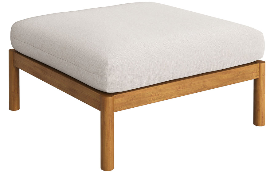 Lyric Square Outdoor Patio Teak Wood Ottoman in Natural Sail