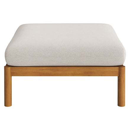 Eleni 2-Piece Outdoor Patio Teak Wood Loveseat with Ottoman Set in Natural Sail