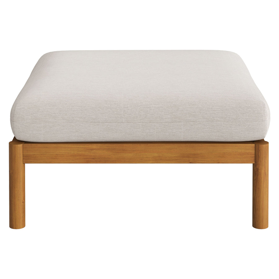 Lyric 2-Piece Outdoor Patio Teak Wood Loveseat with Ottoman Set in Natural Sail
