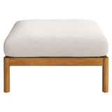 Lyric Square Outdoor Patio Teak Wood Ottoman in Natural Sail