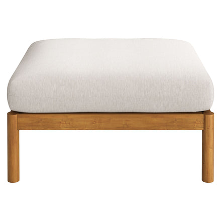 Eleni Square Outdoor Patio Teak Wood Ottoman in Natural Sail