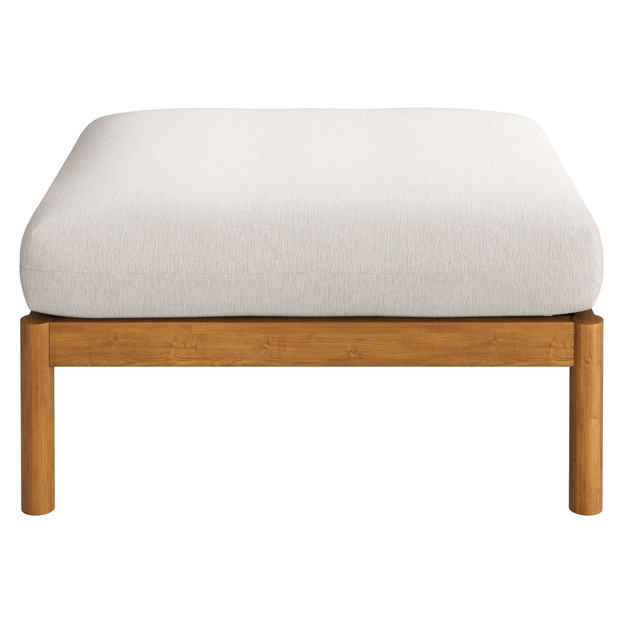 Lyric Square Outdoor Patio Teak Wood Ottoman in Natural Sail