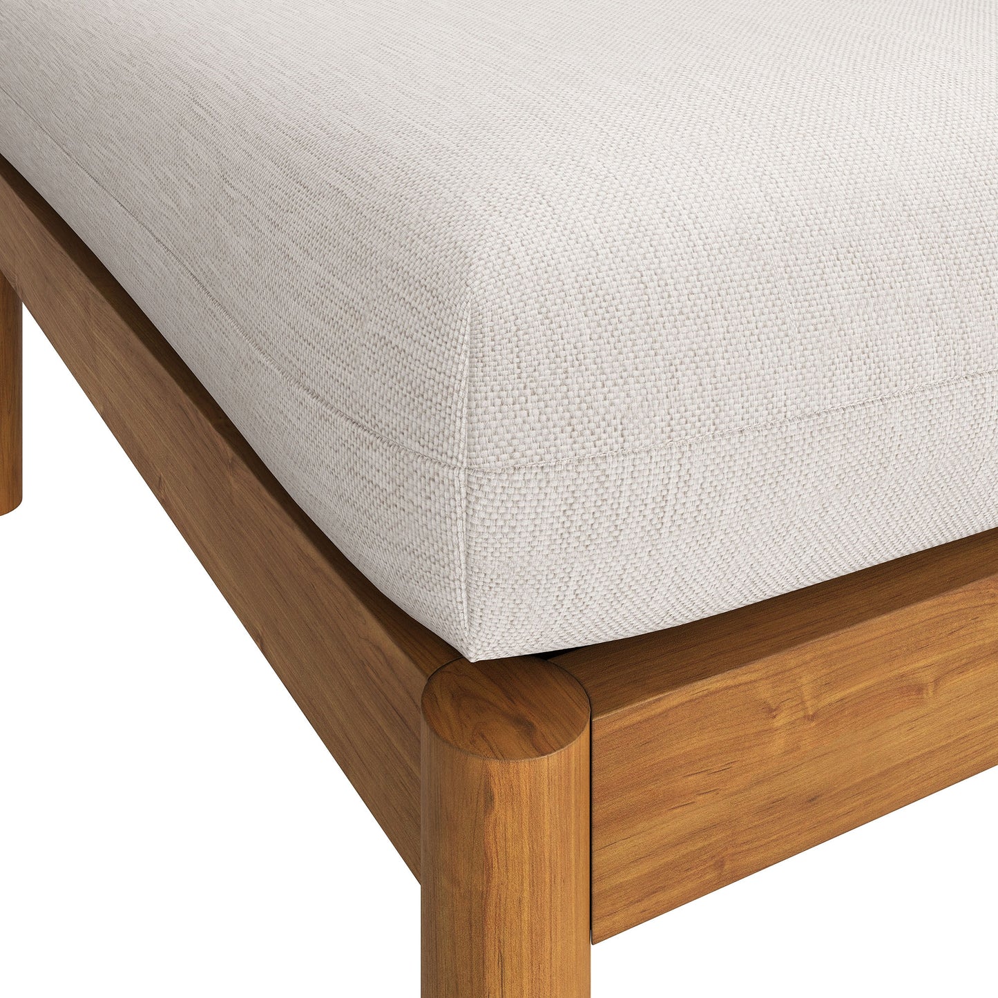 Lyric Square Outdoor Patio Teak Wood Ottoman in Natural Sail