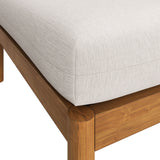 Lyric Square Outdoor Patio Teak Wood Ottoman in Natural Sail
