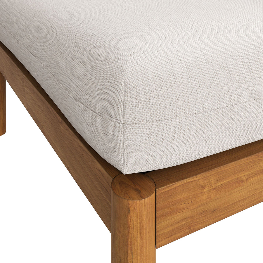 Lyric Square Outdoor Patio Teak Wood Ottoman in Natural Sail