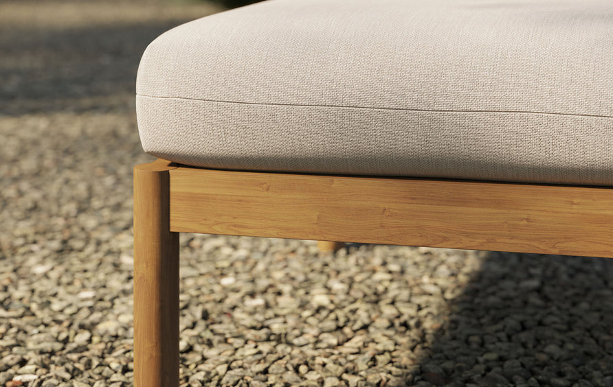 Lyric Square Outdoor Patio Teak Wood Ottoman in Natural Sail