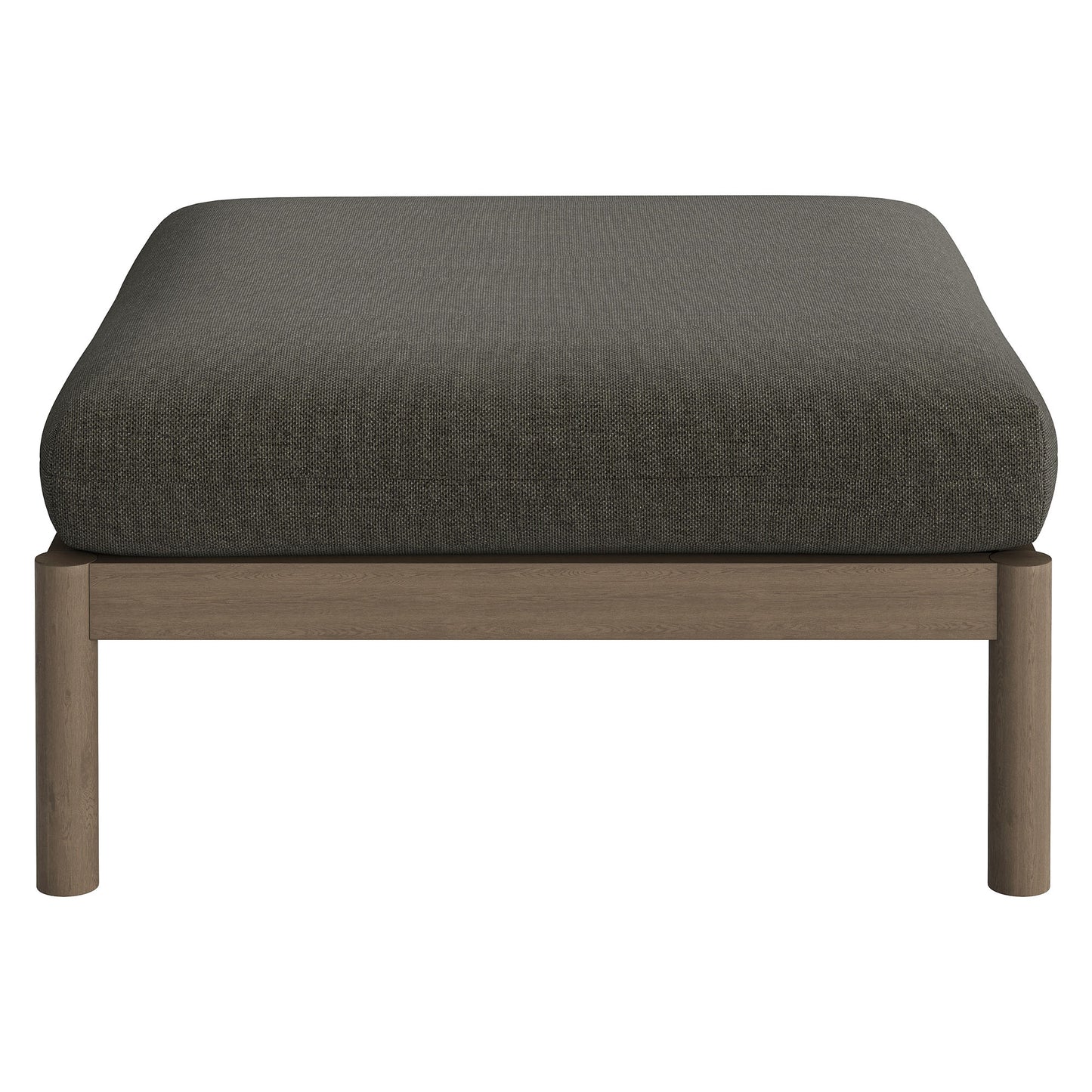 Lyric Square Outdoor Patio Teak Wood Ottoman in Weathered Gray Flint