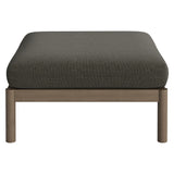 Lyric Square Outdoor Patio Teak Wood Ottoman in Weathered Gray Flint