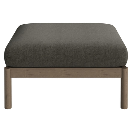 Eleni Square Outdoor Patio Teak Wood Ottoman in Weathered Gray Flint