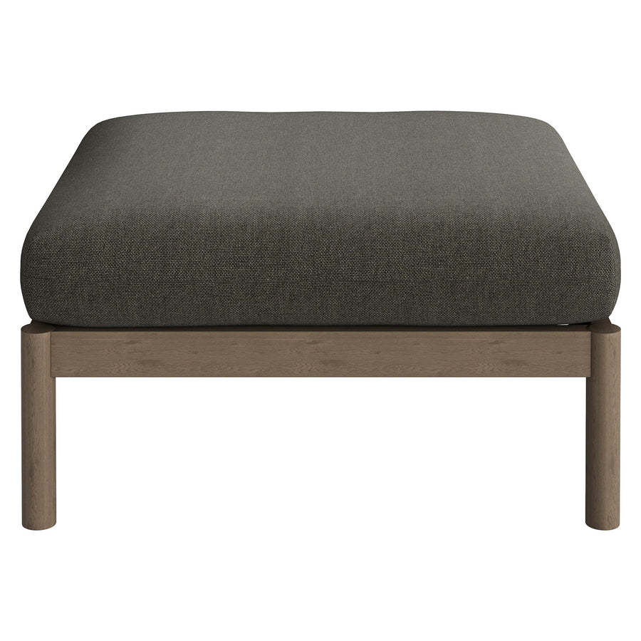Lyric Square Outdoor Patio Teak Wood Ottoman in Weathered Gray Flint