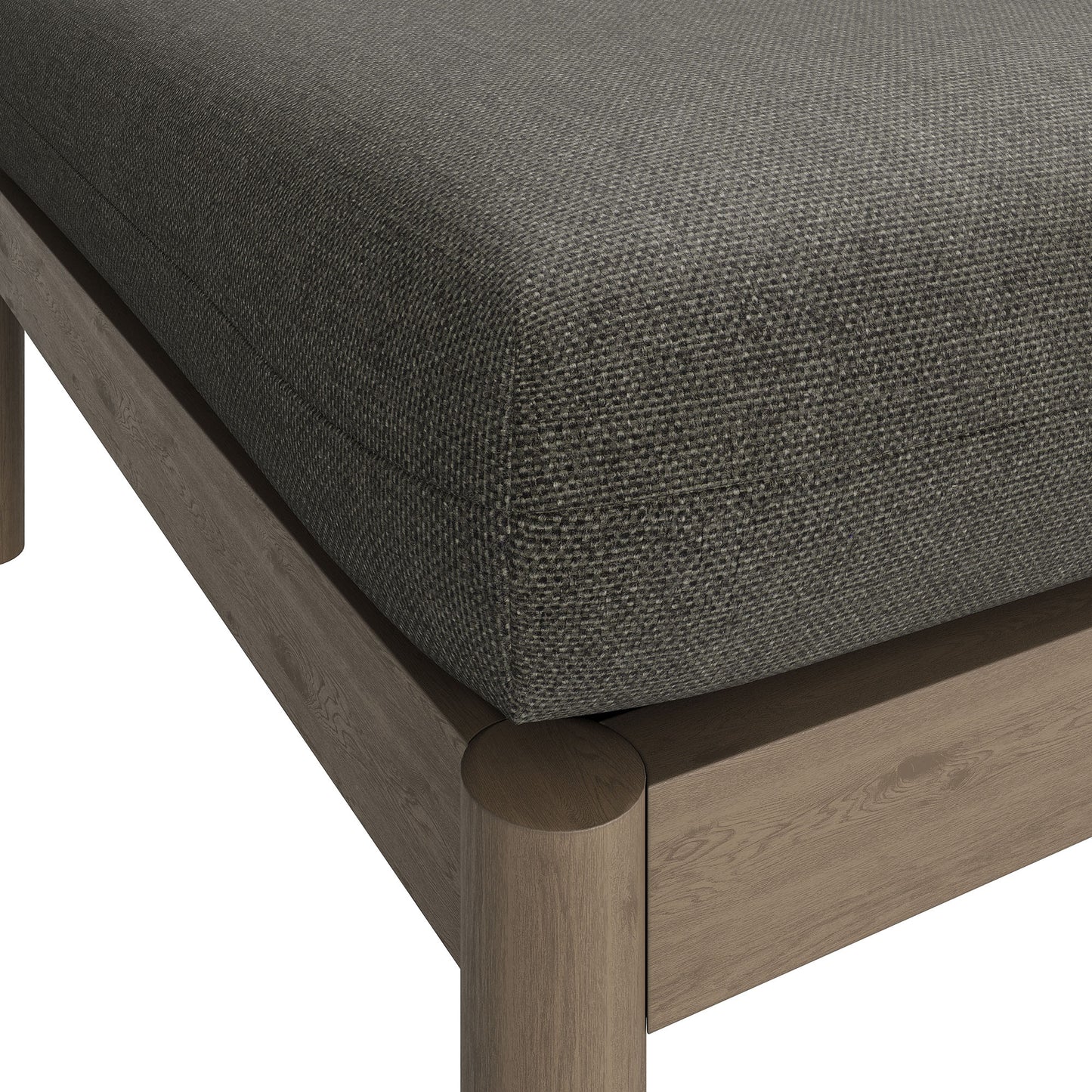 Lyric Square Outdoor Patio Teak Wood Ottoman in Weathered Gray Flint