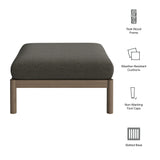Lyric Square Outdoor Patio Teak Wood Ottoman in Weathered Gray Flint