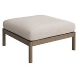 Lyric Square Outdoor Patio Teak Wood Ottoman in Weathered Gray Pebble