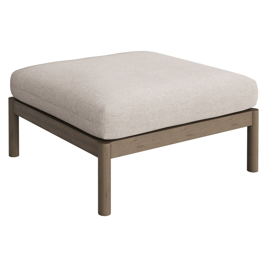 Lyric 2-Piece Outdoor Patio Teak Wood Loveseat with Ottoman Set in Weathered Gray Pebble