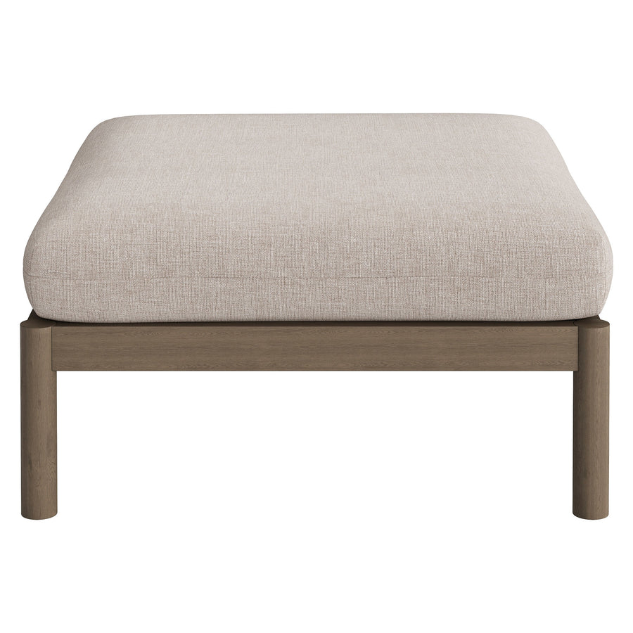 Lyric 2-Piece Outdoor Patio Teak Wood Loveseat with Ottoman Set in Weathered Gray Pebble