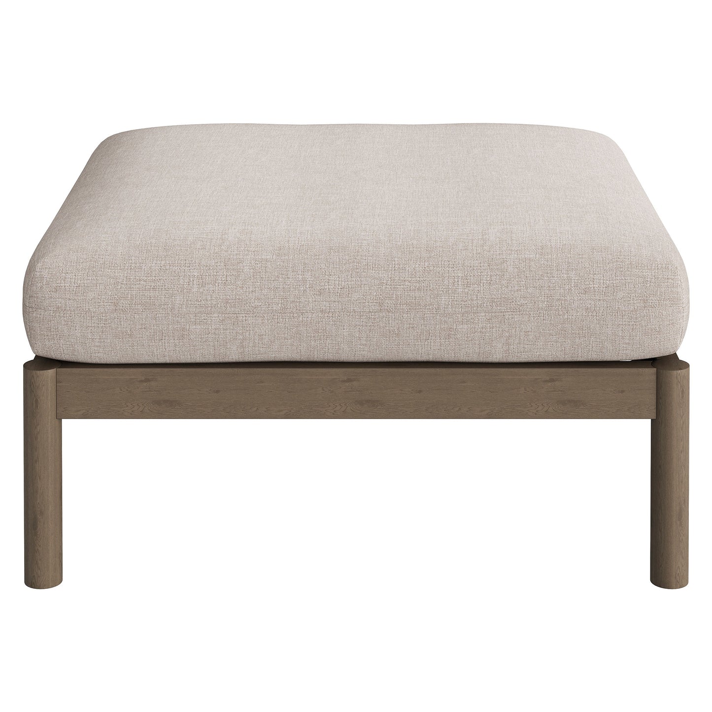 Lyric Square Outdoor Patio Teak Wood Ottoman in Weathered Gray Pebble