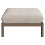 Lyric Square Outdoor Patio Teak Wood Ottoman in Weathered Gray Pebble