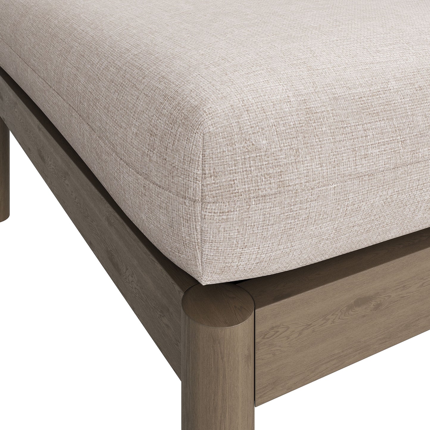 Lyric Square Outdoor Patio Teak Wood Ottoman in Weathered Gray Pebble