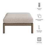 Lyric Square Outdoor Patio Teak Wood Ottoman in Weathered Gray Pebble