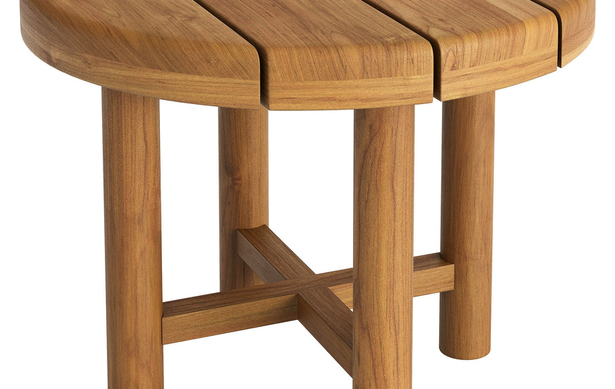 Lyric 20-Inch Round Outdoor Patio Teak Wood Side Table in Natural