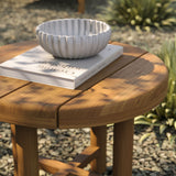 Lyric 20-Inch Round Outdoor Patio Teak Wood Side Table in Natural