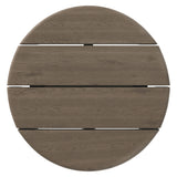 Lyric 20-Inch Round Outdoor Patio Teak Wood Side Table in Weathered Gray Teak