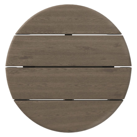 Eleni 20-Inch Round Outdoor Patio Teak Wood Side Table in Weathered Gray Teak