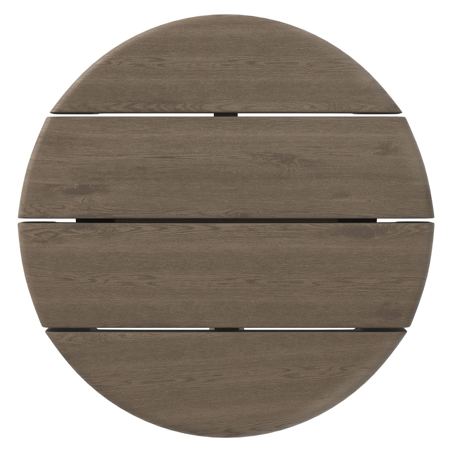 Lyric 20-Inch Round Outdoor Patio Teak Wood Side Table in Weathered Gray Teak