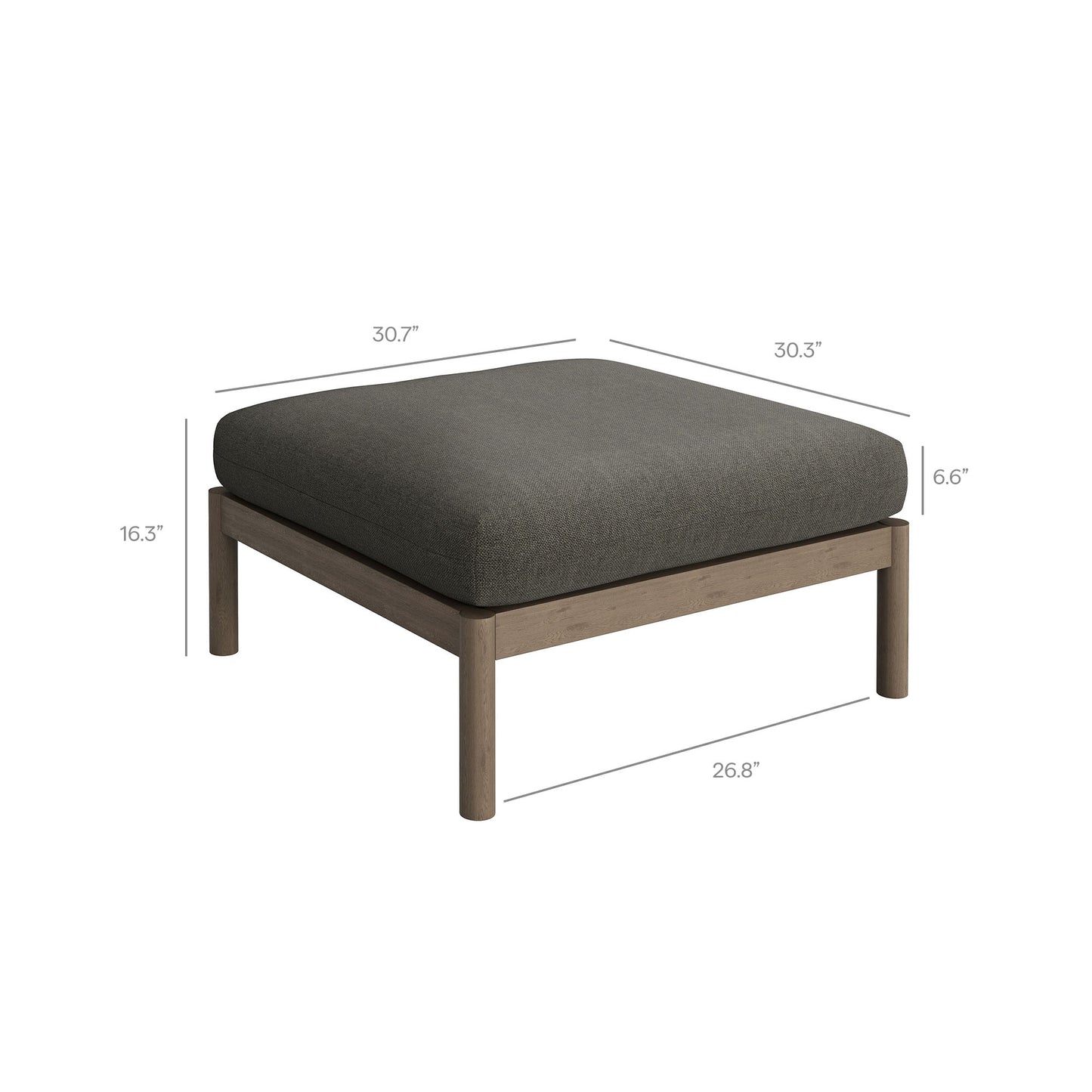 Lyric 2-Piece Outdoor Patio Teak Wood Armchair and Ottoman Set in Weathered Gray Flint