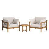 Lyric 3-Piece Outdoor Patio Teak Wood Furniture Set in Natural Sail
