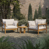 Lyric 3-Piece Outdoor Patio Teak Wood Furniture Set in Natural Sail