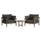 Lyric 3-Piece Outdoor Patio Teak Wood Furniture Set in Weathered Gray Flint