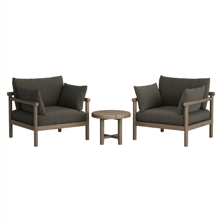 Eleni 3-Piece Outdoor Patio Teak Wood Furniture Set in Weathered Gray Flint