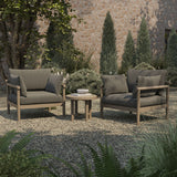 Lyric 3-Piece Outdoor Patio Teak Wood Furniture Set in Weathered Gray Flint