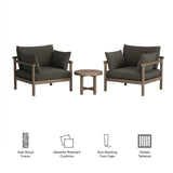 Lyric 3-Piece Outdoor Patio Teak Wood Furniture Set in Weathered Gray Flint
