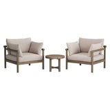 Lyric 3-Piece Outdoor Patio Teak Wood Furniture Set in Weathered Gray Pebble