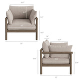 Lyric 3-Piece Outdoor Patio Teak Wood Furniture Set in Weathered Gray Pebble