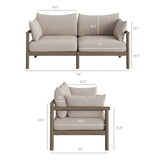 Lyric 5-Piece Outdoor Patio Teak Wood Furniture Set in Weathered Gray Pebble