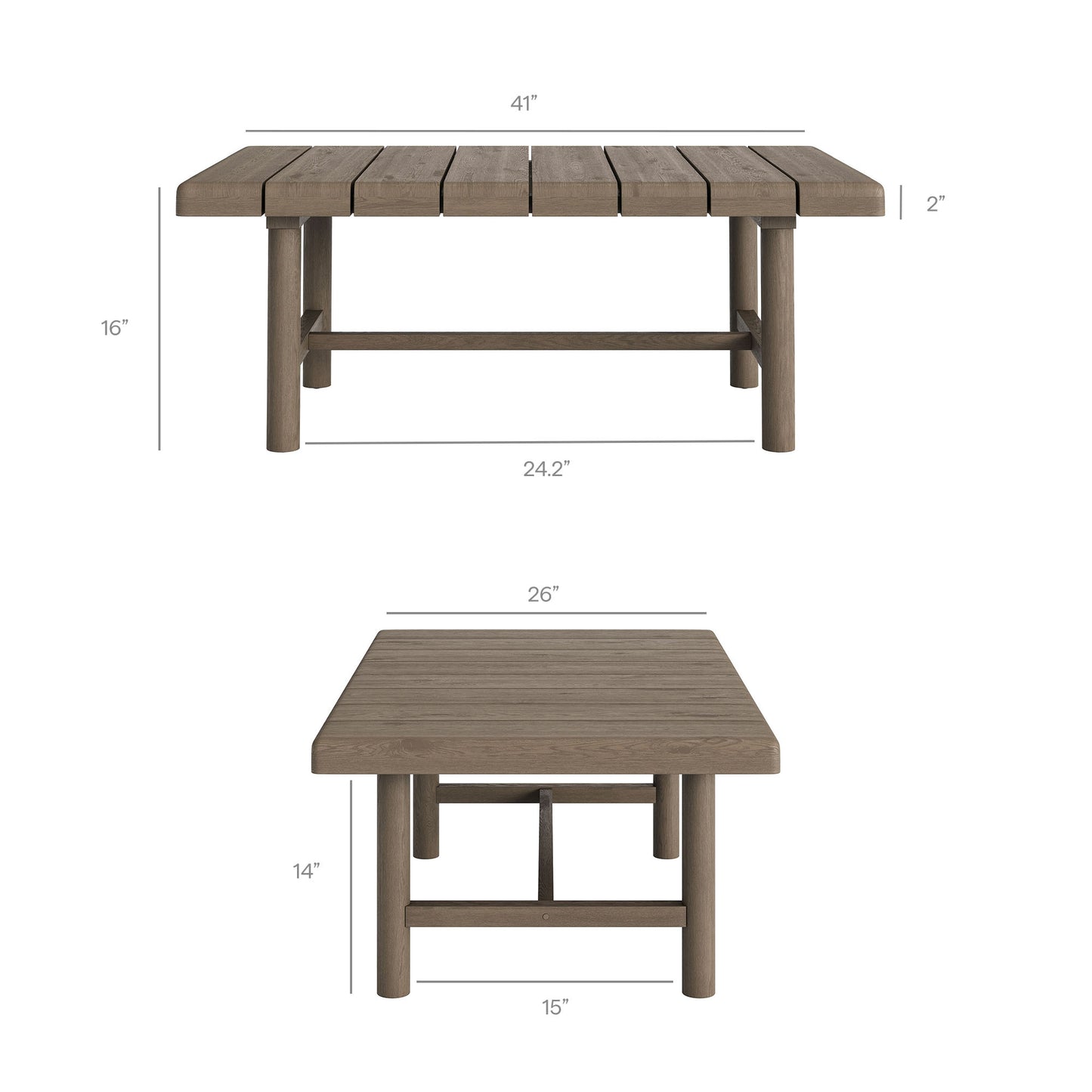 Lyric 5-Piece Outdoor Patio Teak Wood Furniture Set in Weathered Gray Pebble