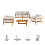 Lyric 4-Piece Outdoor Patio Teak Wood Sofa Set in Natural Sail