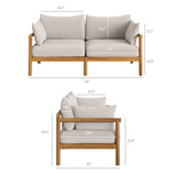 Lyric 4-Piece Outdoor Patio Teak Wood Sofa Set in Natural Sail