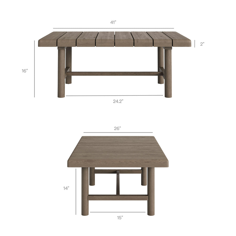 Lyric 4-Piece Outdoor Patio Teak Wood Sofa Set in Weathered Gray Pebble