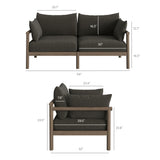 Lyric 2-Piece Outdoor Patio Teak Wood Loveseat with Ottoman Set in Weathered Gray Flint