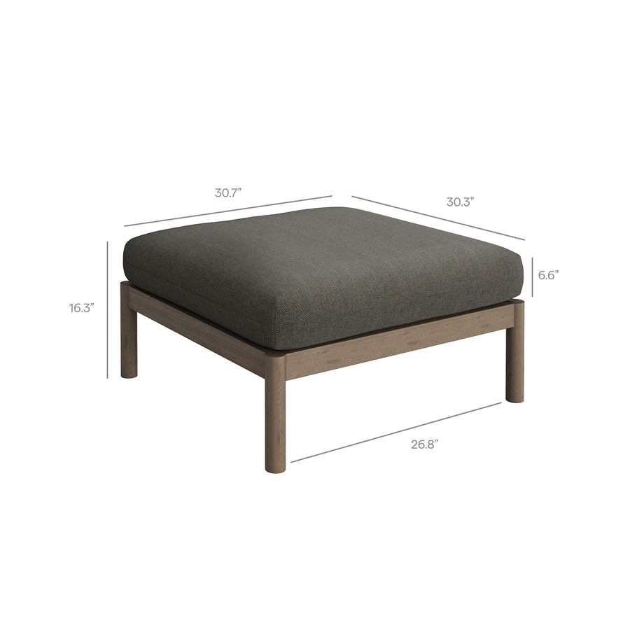 Lyric 2-Piece Outdoor Patio Teak Wood Loveseat with Ottoman Set in Weathered Gray Flint