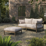 Lyric 2-Piece Outdoor Patio Teak Wood Loveseat with Ottoman Set in Weathered Gray Pebble