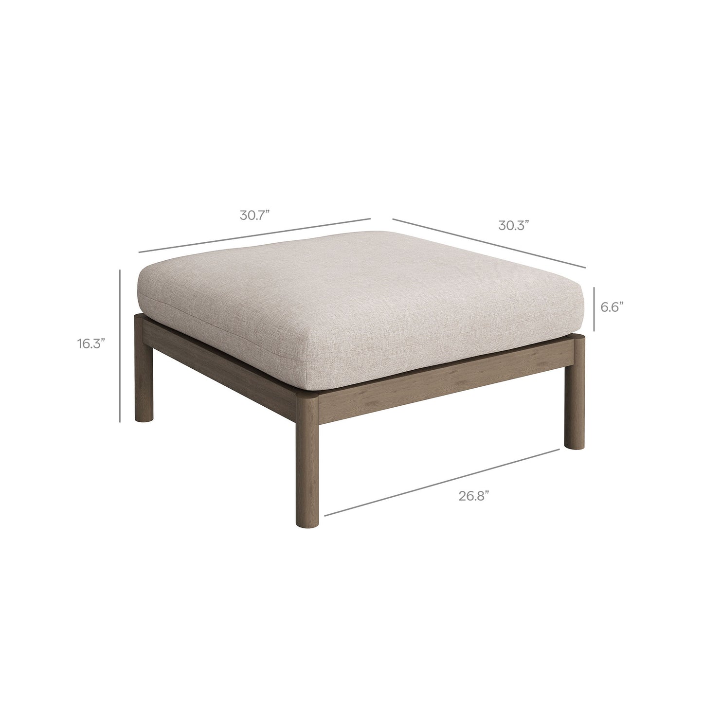 Lyric 2-Piece Outdoor Patio Teak Wood Loveseat with Ottoman Set in Weathered Gray Pebble