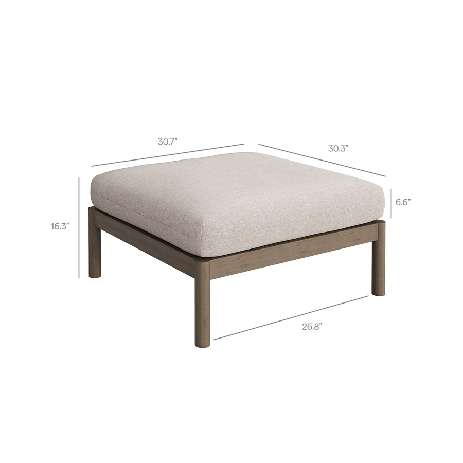 Lyric 2-Piece Outdoor Patio Teak Wood Loveseat with Ottoman Set in Weathered Gray Pebble