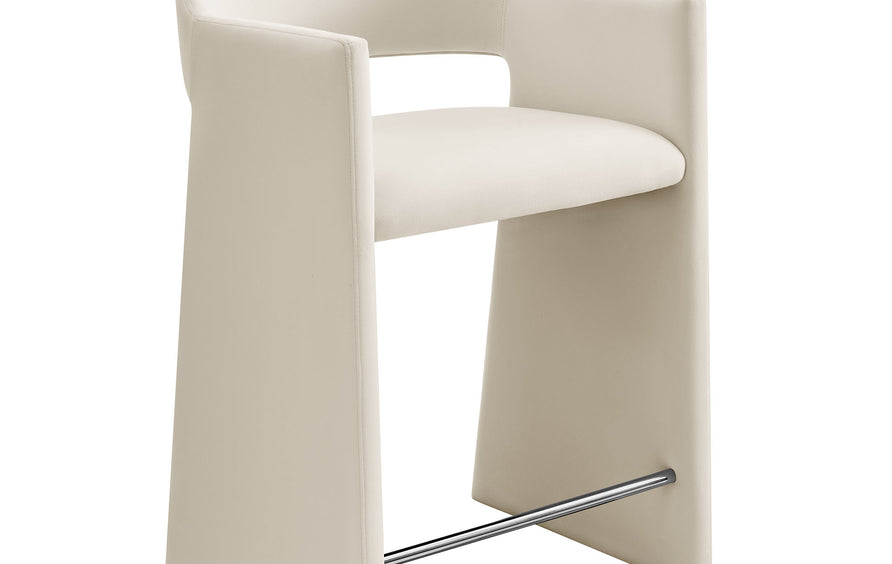 Quartz 37 Inch Performance Velvet Counter Stool in Alabaster